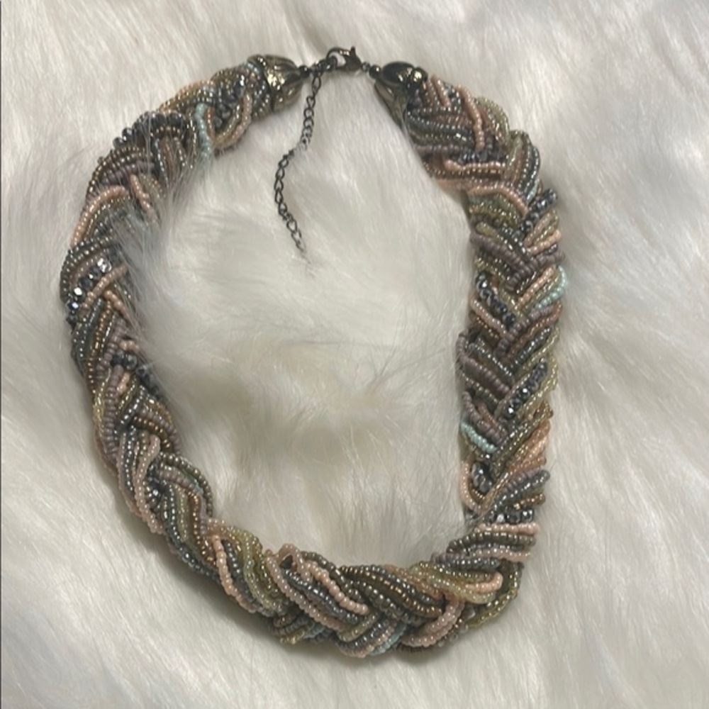 Gold and Silver Braided Necklace with Collar Design